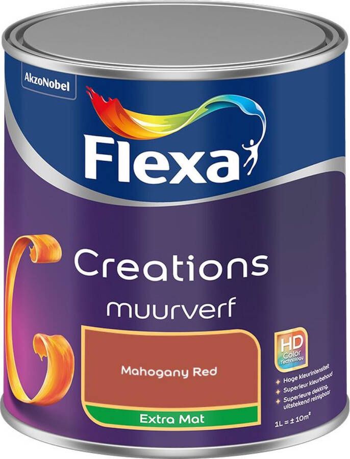 Flexa Creations Muurverf Extra Mat Mahogany Red Kleur van het Jaar 2025 1L