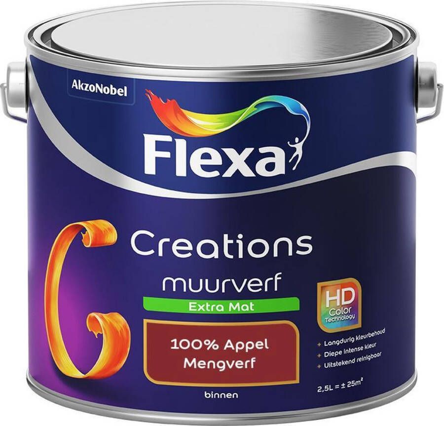 Flexa Creations Muurverf Extra Mat Mengkleuren Collectie 100% Appel 2 5 liter