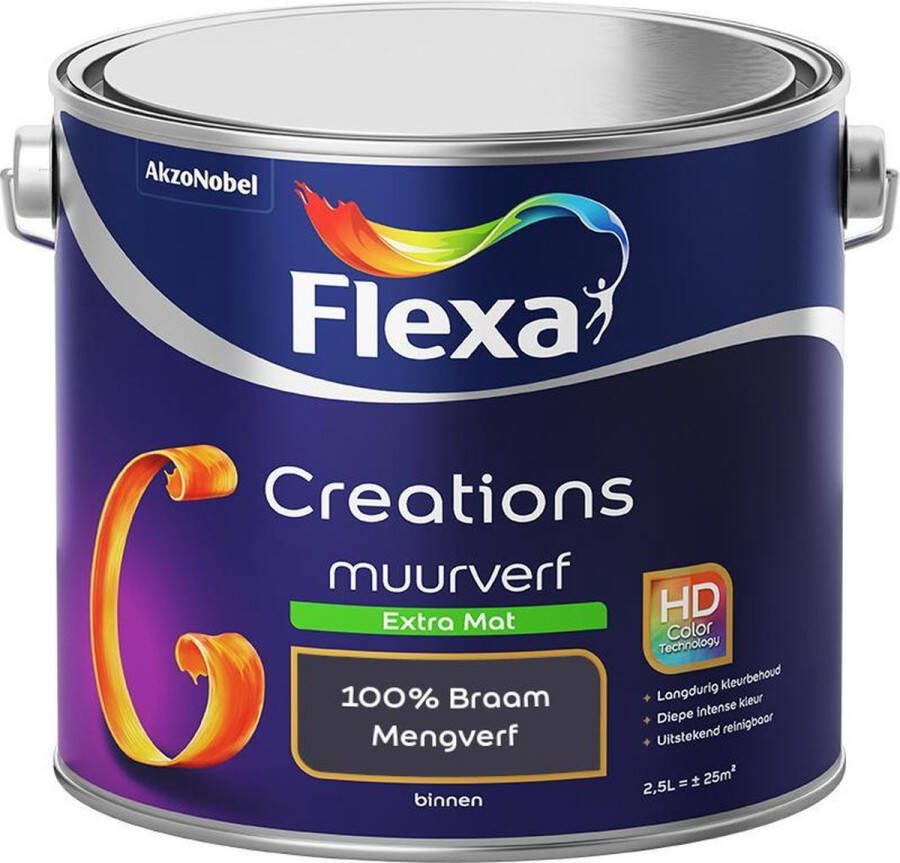 Flexa Creations Muurverf Extra Mat Mengkleuren Collectie 100% Braam 2 5 liter