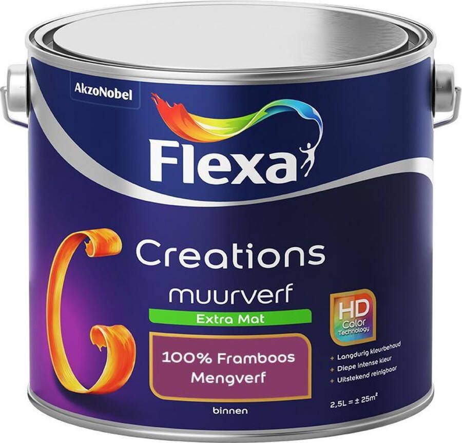 Flexa Creations Muurverf Extra Mat Mengkleuren Collectie 100% Framboos 2 5 liter