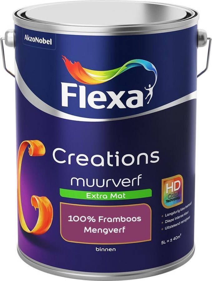 Flexa Creations Muurverf Extra Mat Mengkleuren Collectie 100% Framboos 5 liter