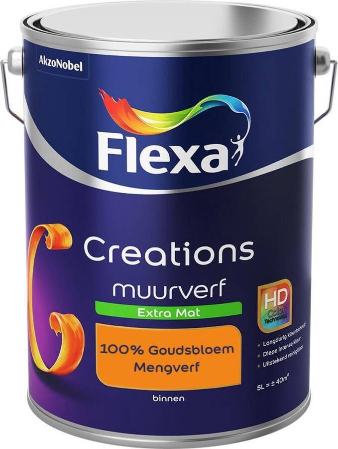 Flexa Creations Muurverf Extra Mat Mengkleuren Collectie 100% Goudsbloem 5 liter