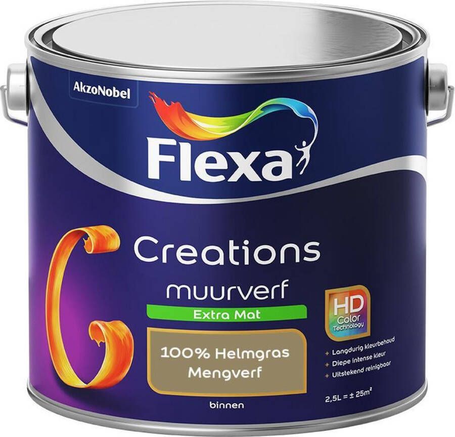 Flexa Creations Muurverf Extra Mat Mengkleuren Collectie 100% Helmgras 2 5 liter