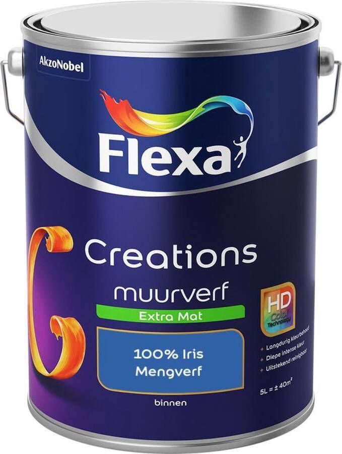 Flexa Creations Muurverf Extra Mat Mengkleuren Collectie 100% Iris 5 liter