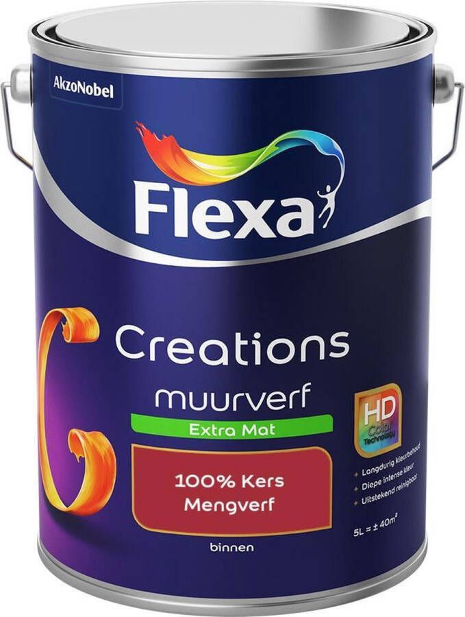 Flexa Creations Muurverf Extra Mat Mengkleuren Collectie 100% Kers 5 liter
