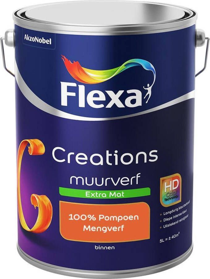 Flexa Creations Muurverf Extra Mat Mengkleuren Collectie 100% Pompoen 5 liter
