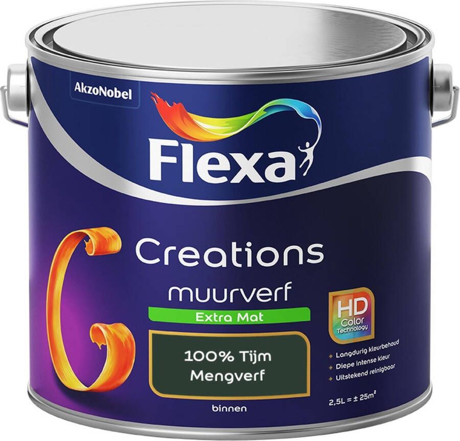 Flexa Creations Muurverf Extra Mat Mengkleuren Collectie 100% Tijm 2 5 liter