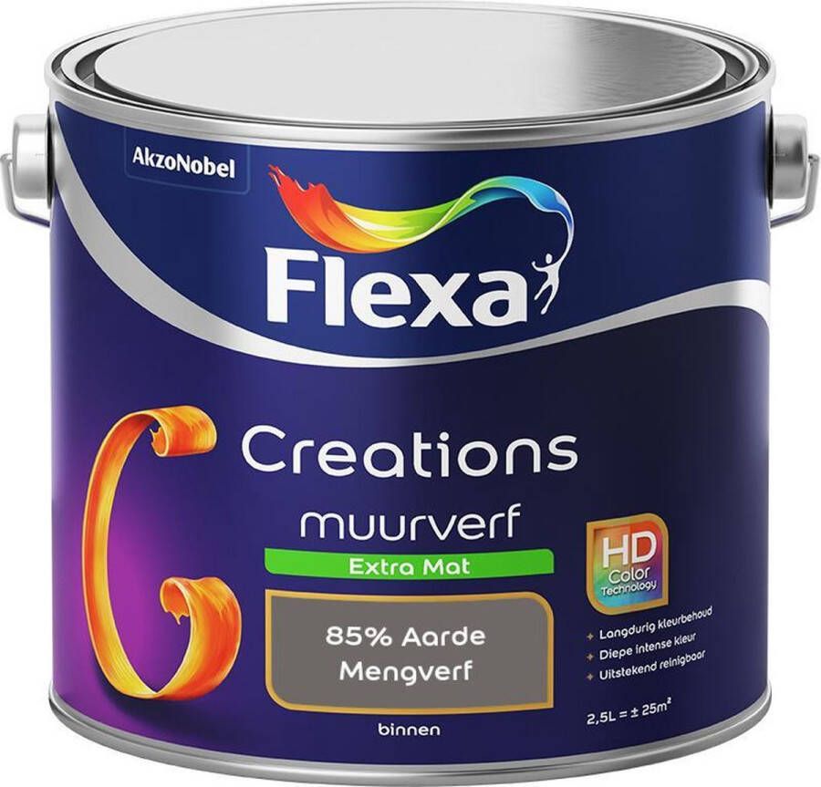 Flexa Creations Muurverf Extra Mat Mengkleuren Collectie 85% Aarde 2 5 liter