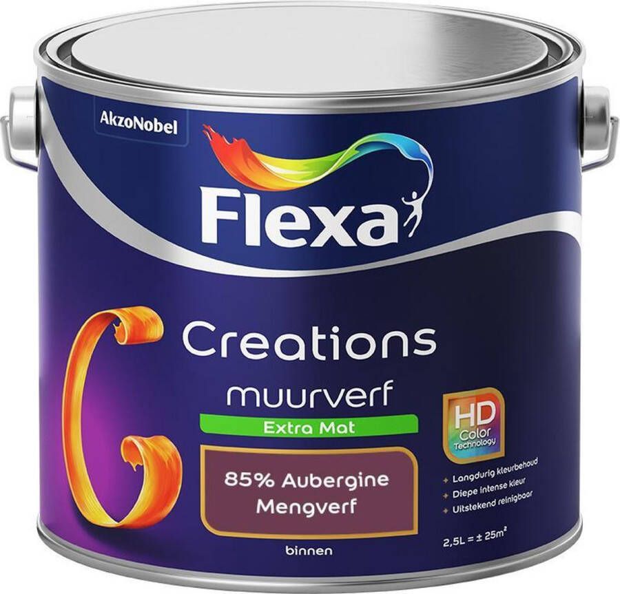 Flexa Creations Muurverf Extra Mat Mengkleuren Collectie 85% Aubergine 2 5 liter