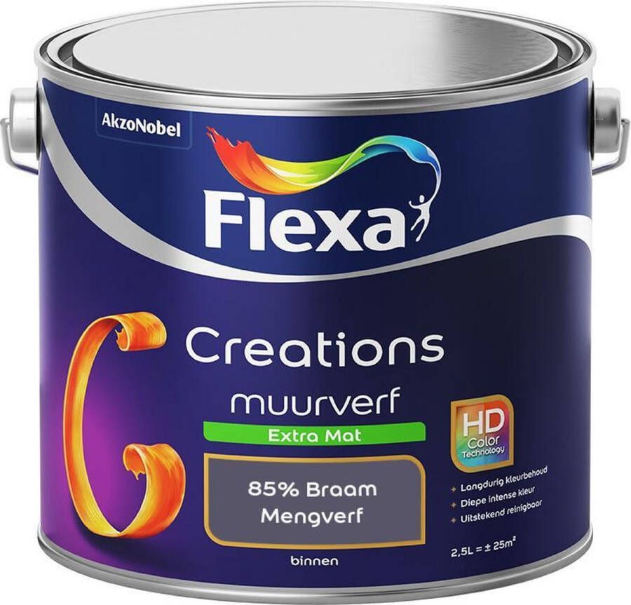 Flexa Creations Muurverf Extra Mat Mengkleuren Collectie 85% Braam 2 5 liter