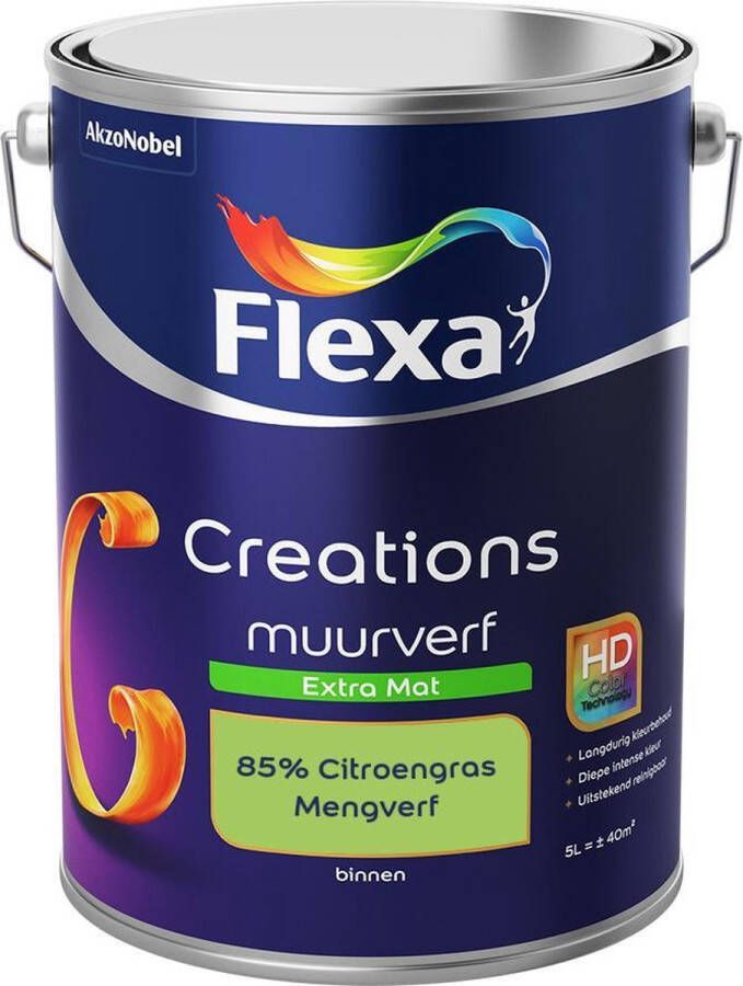 Flexa Creations Muurverf Extra Mat Mengkleuren Collectie 85% Citroengras 5 liter