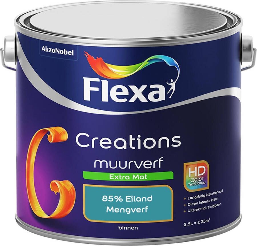 Flexa Creations Muurverf Extra Mat Mengkleuren Collectie 85% Eiland 2 5 liter