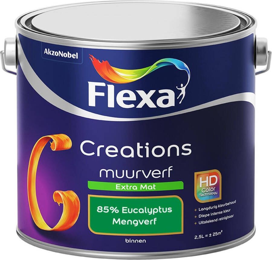 Flexa Creations Muurverf Extra Mat Mengkleuren Collectie 85% Eucalyptus 2 5 liter