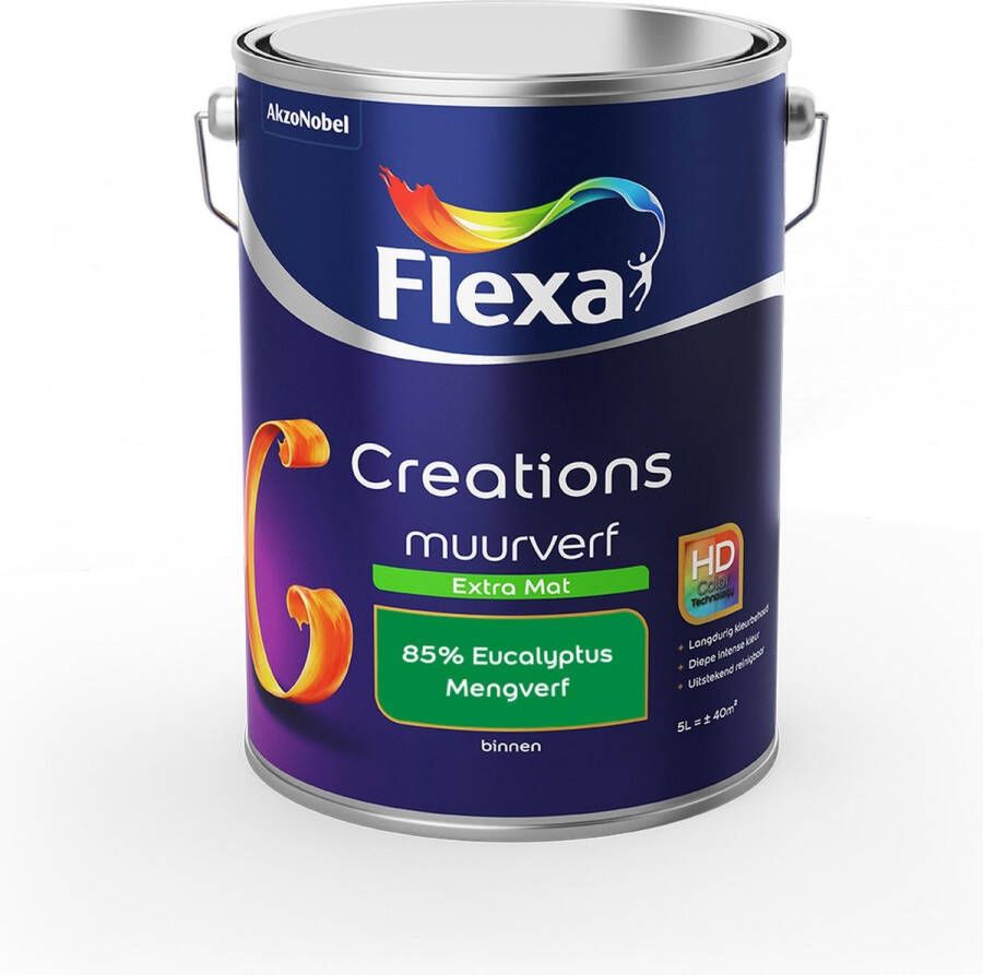 Flexa Creations Muurverf Extra Mat Mengkleuren Collectie 85% Eucalyptus 5 liter