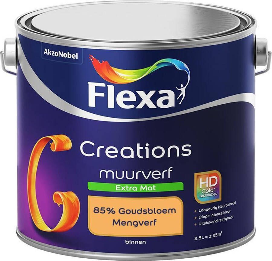 Flexa Creations Muurverf Extra Mat Mengkleuren Collectie 85% Goudsbloem 2 5 liter
