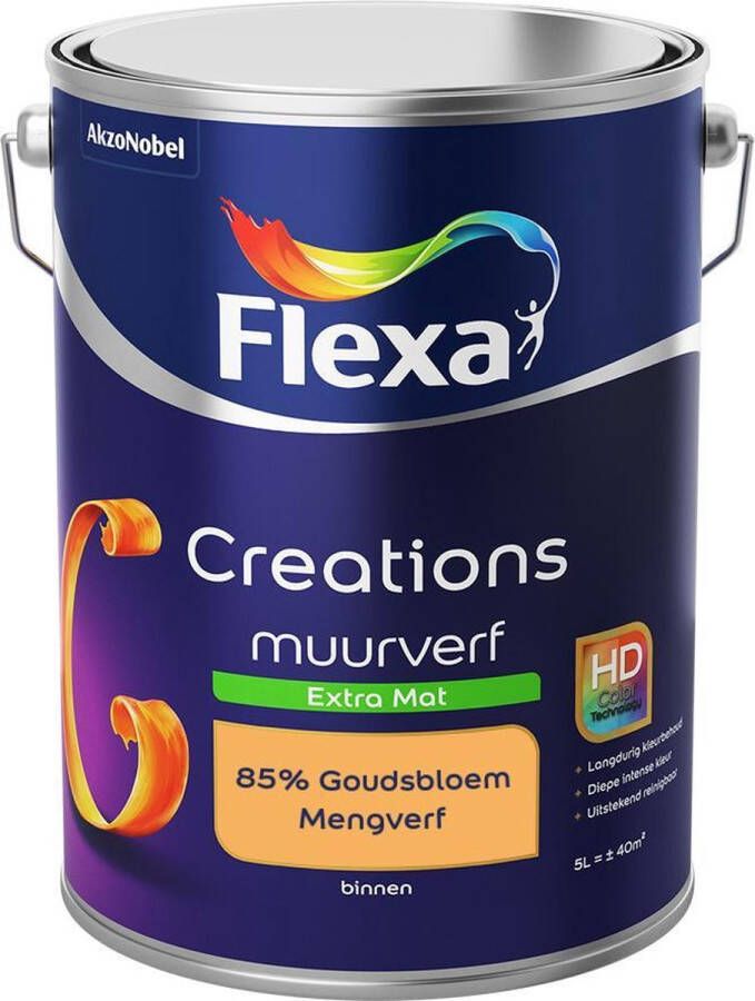 Flexa Creations Muurverf Extra Mat Mengkleuren Collectie 85% Goudsbloem 5 liter