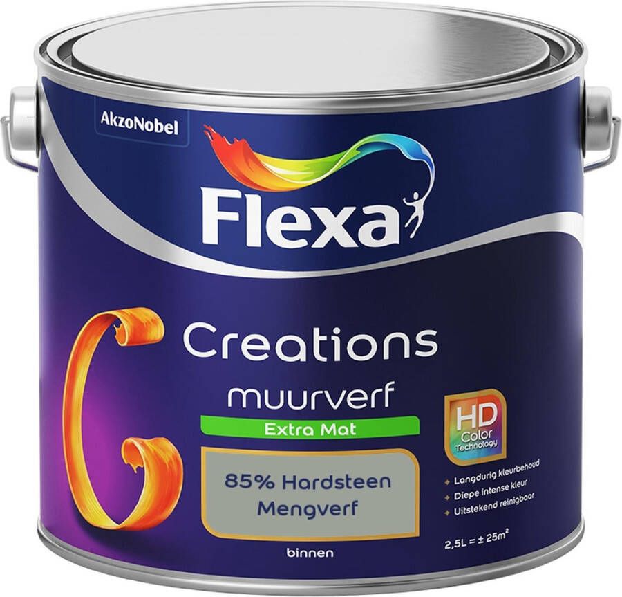 Flexa Creations Muurverf Extra Mat Mengkleuren Collectie 85% Hardsteen 2 5 liter