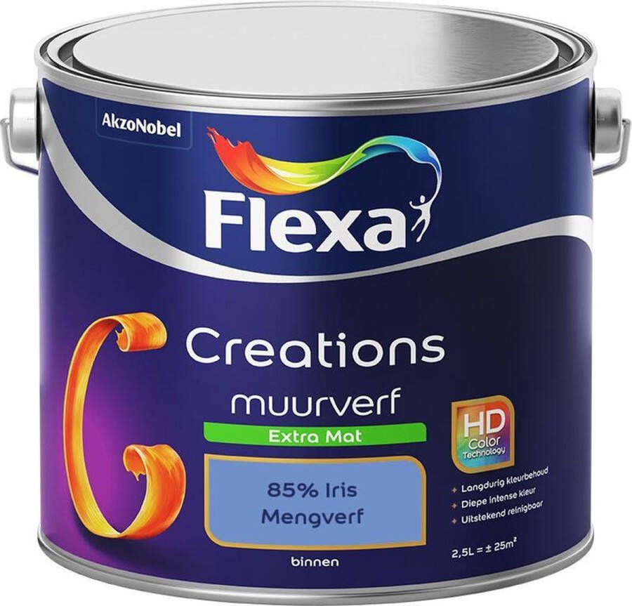 Flexa Creations Muurverf Extra Mat Mengkleuren Collectie 85% Iris 2 5 liter