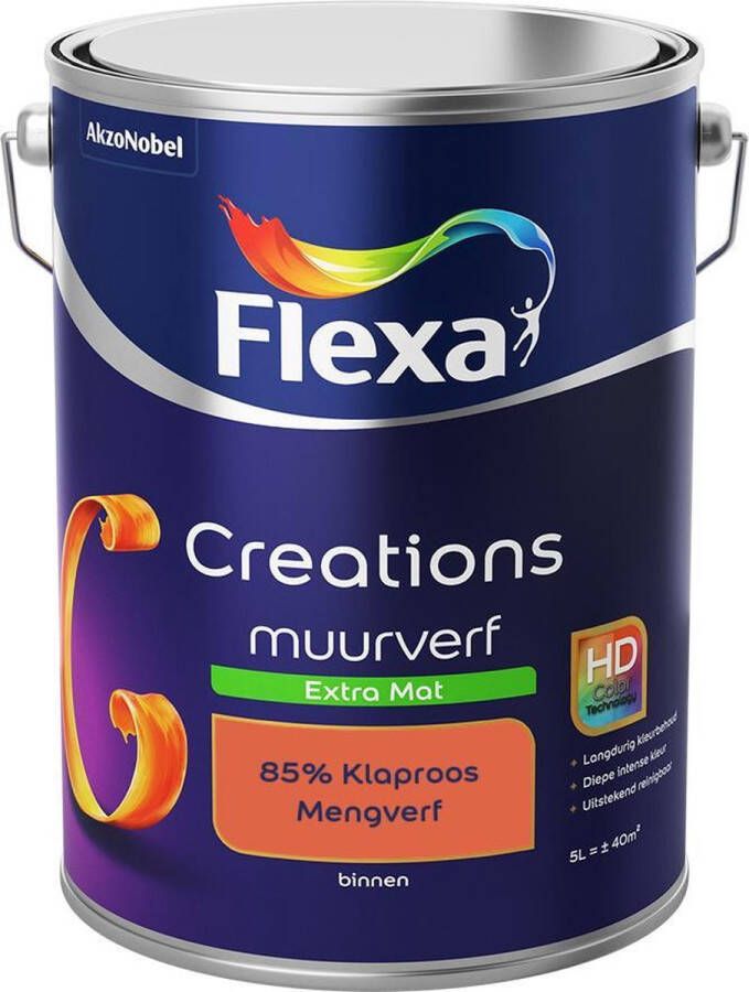 Flexa Creations Muurverf Extra Mat Mengkleuren Collectie 85% Klaproos 5 liter