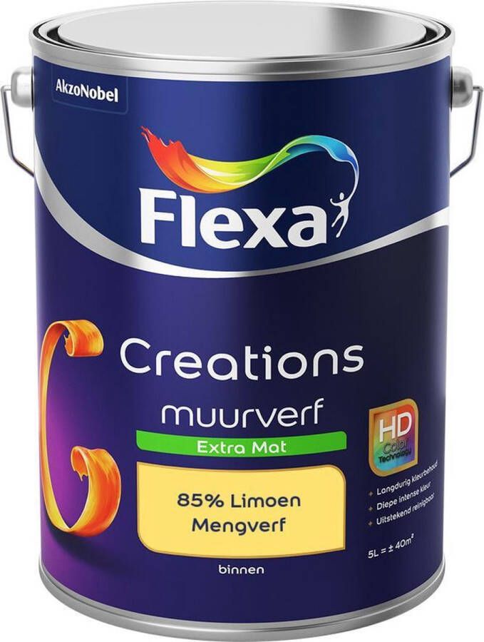 Flexa Creations Muurverf Extra Mat Mengkleuren Collectie 85% Limoen 5 liter