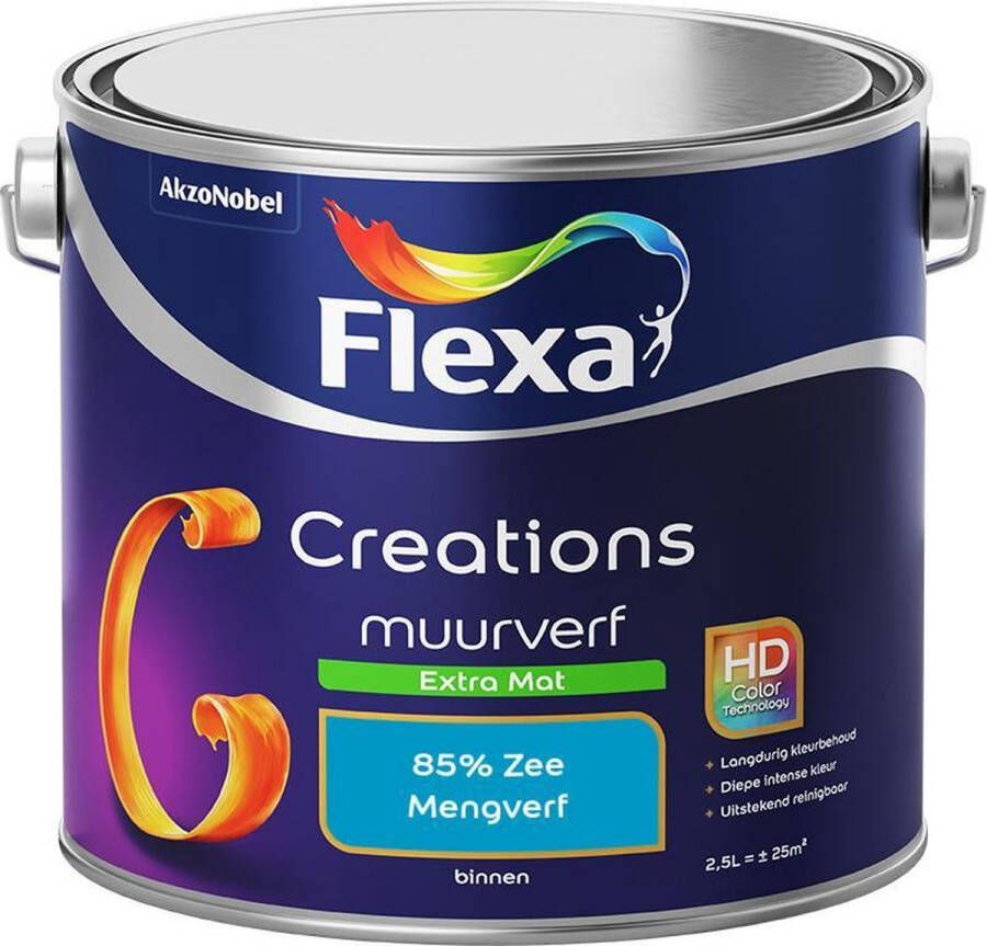 Flexa Creations Muurverf Extra Mat Mengkleuren Collectie 85% Zee 2 5 liter