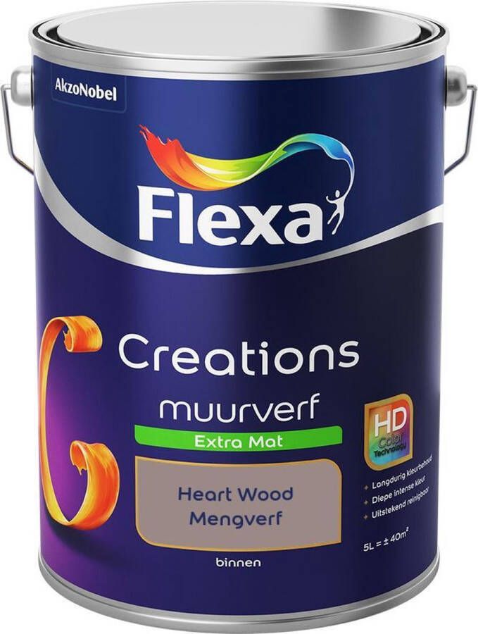 Flexa Creations Muurverf Extra Mat Mengkleuren Collectie Heart Wood 5 Liter