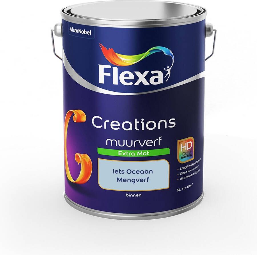 Flexa Creations Muurverf Extra Mat Mengkleuren Collectie Iets Oceaan 5 liter