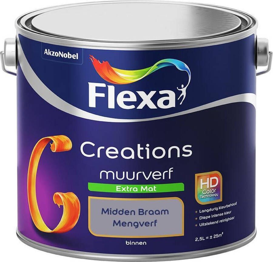 Flexa Creations Muurverf Extra Mat Mengkleuren Collectie Midden Braam 2 5 liter