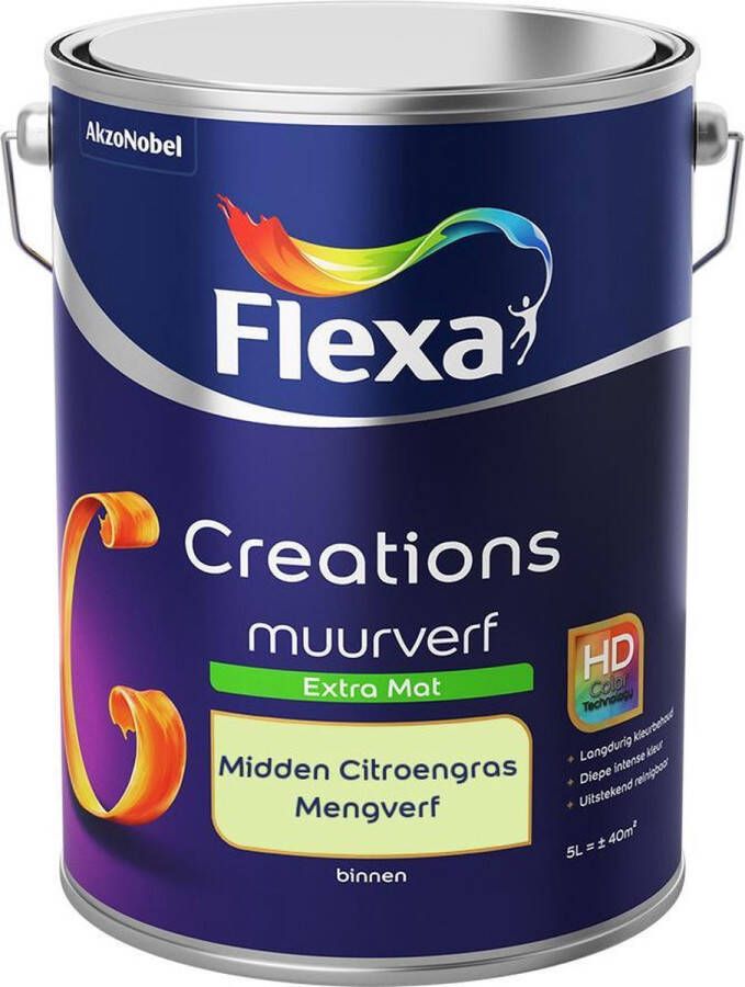Flexa Creations Muurverf Extra Mat Mengkleuren Collectie Midden Citroengras 5 liter