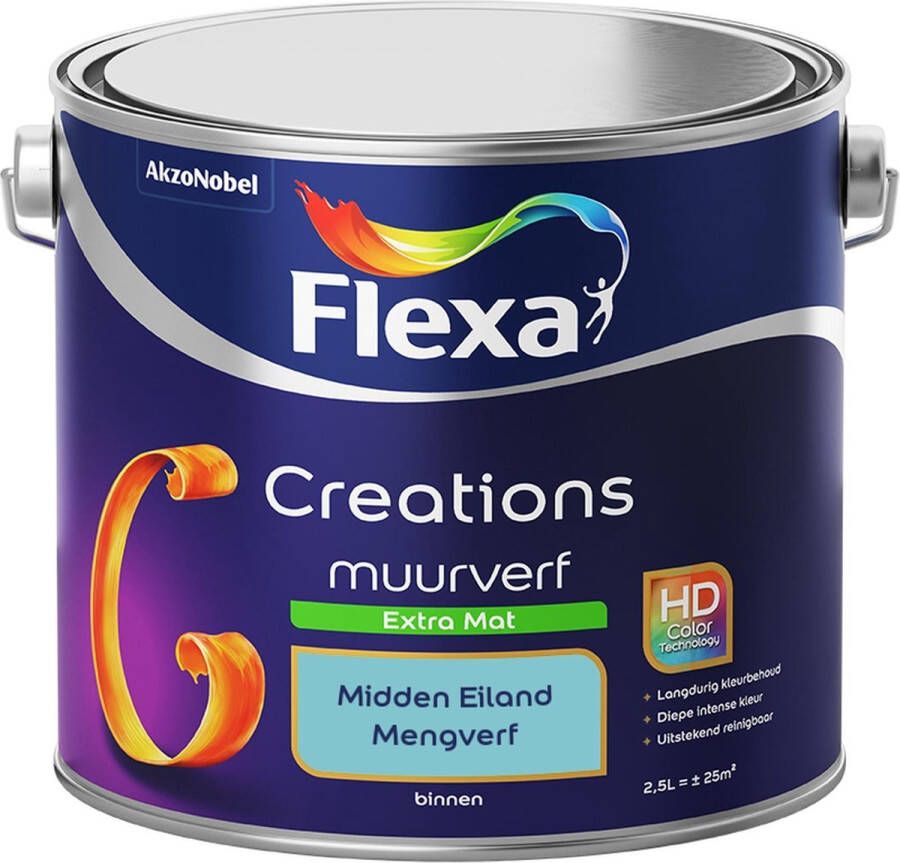 Flexa Creations Muurverf Extra Mat Mengkleuren Collectie Midden Eiland 2 5 liter