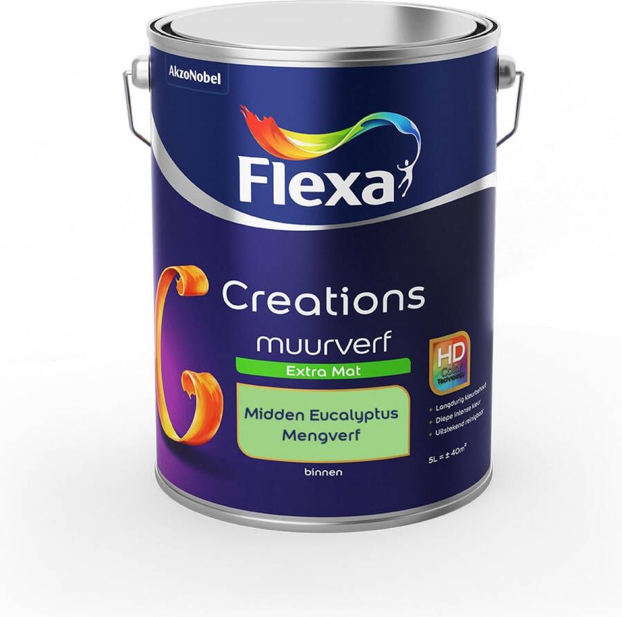 Flexa Creations Muurverf Extra Mat Mengkleuren Collectie Midden Eucalyptus 5 liter