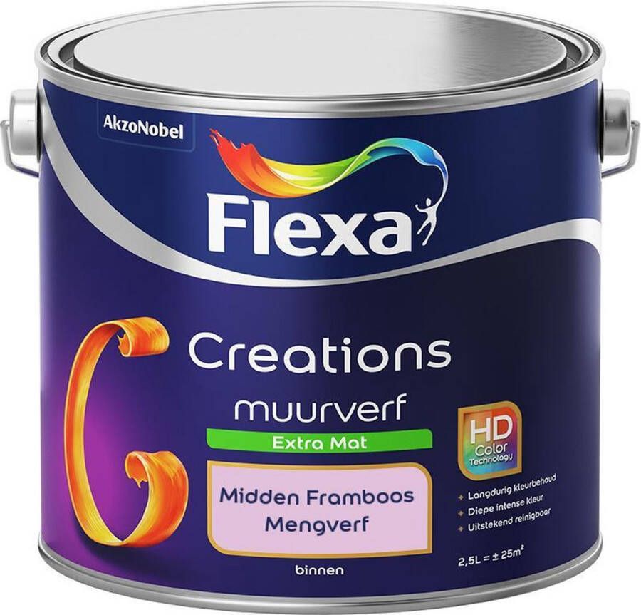 Flexa Creations Muurverf Extra Mat Mengkleuren Collectie Midden Framboos 2 5 liter