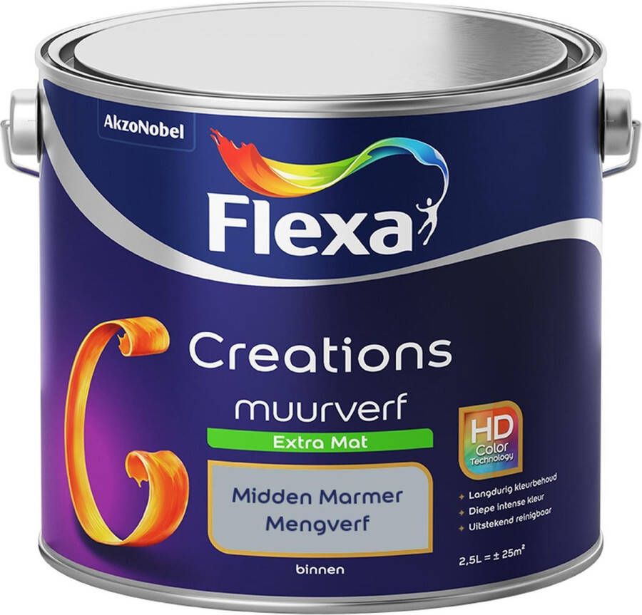 Flexa Creations Muurverf Extra Mat Mengkleuren Collectie Midden Marmer 2 5 liter