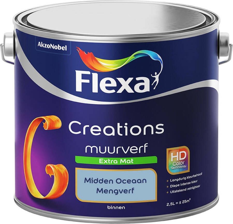 Flexa Creations Muurverf Extra Mat Mengkleuren Collectie Midden Oceaan 2 5 liter