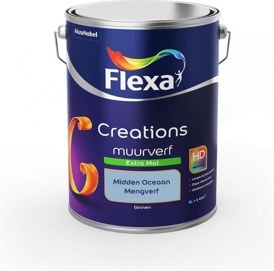 Flexa Creations Muurverf Extra Mat Mengkleuren Collectie Midden Oceaan 5 liter
