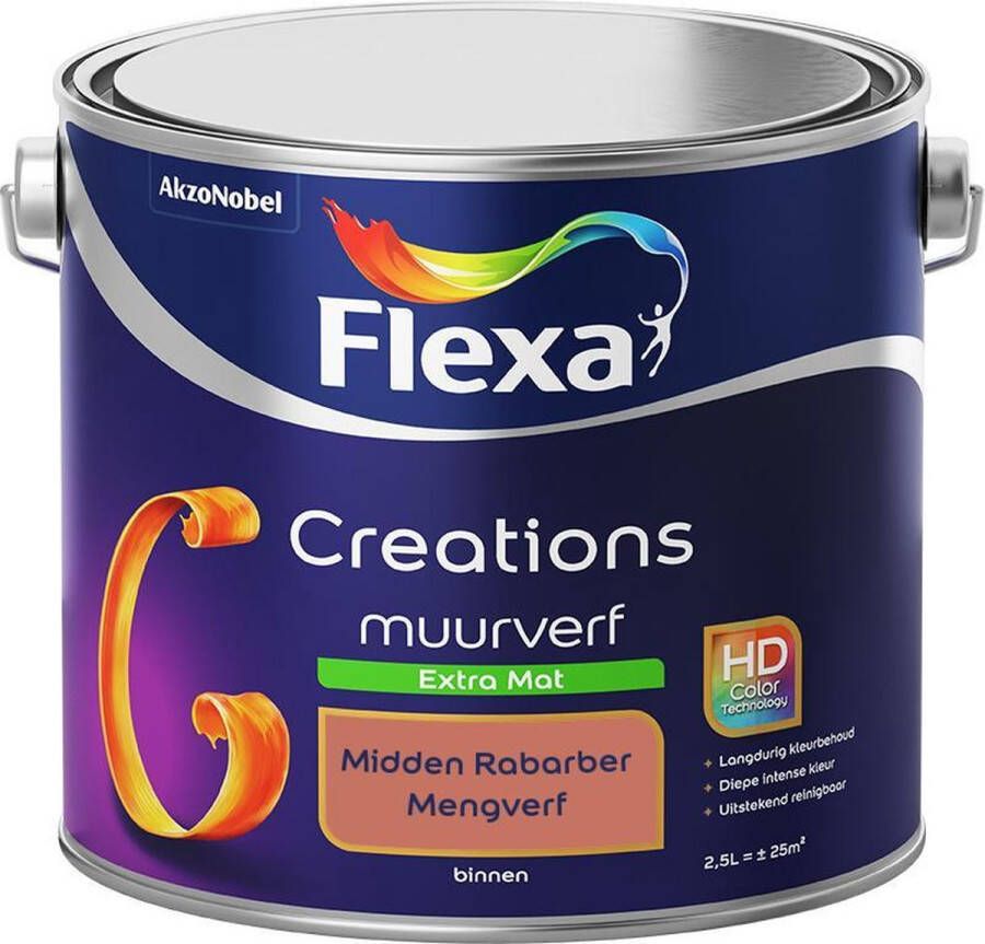 Flexa Creations Muurverf Extra Mat Mengkleuren Collectie Midden Rabarber 2 5 liter