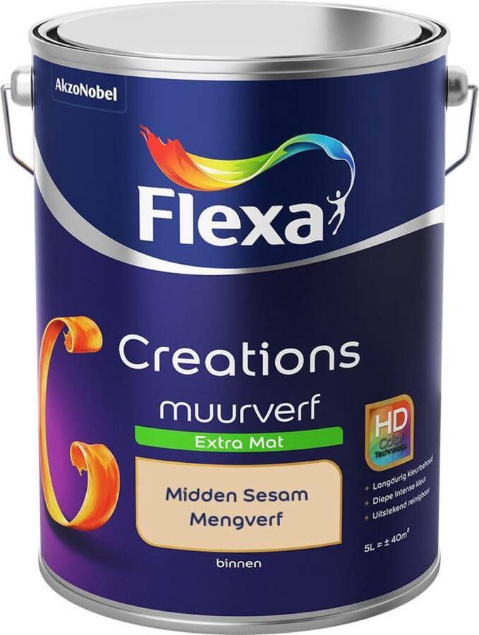 Flexa Creations Muurverf Extra Mat Mengkleuren Collectie Midden Sesam 5 liter