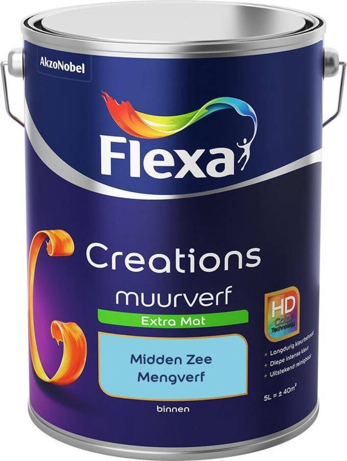 Flexa Creations Muurverf Extra Mat Mengkleuren Collectie Midden Zee 5 liter
