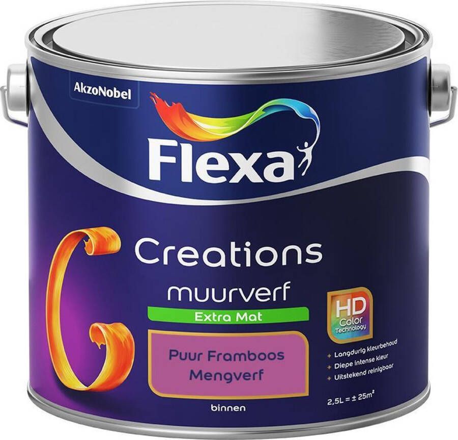 Flexa Creations Muurverf Extra Mat Mengkleuren Collectie Puur Framboos 2 5 liter