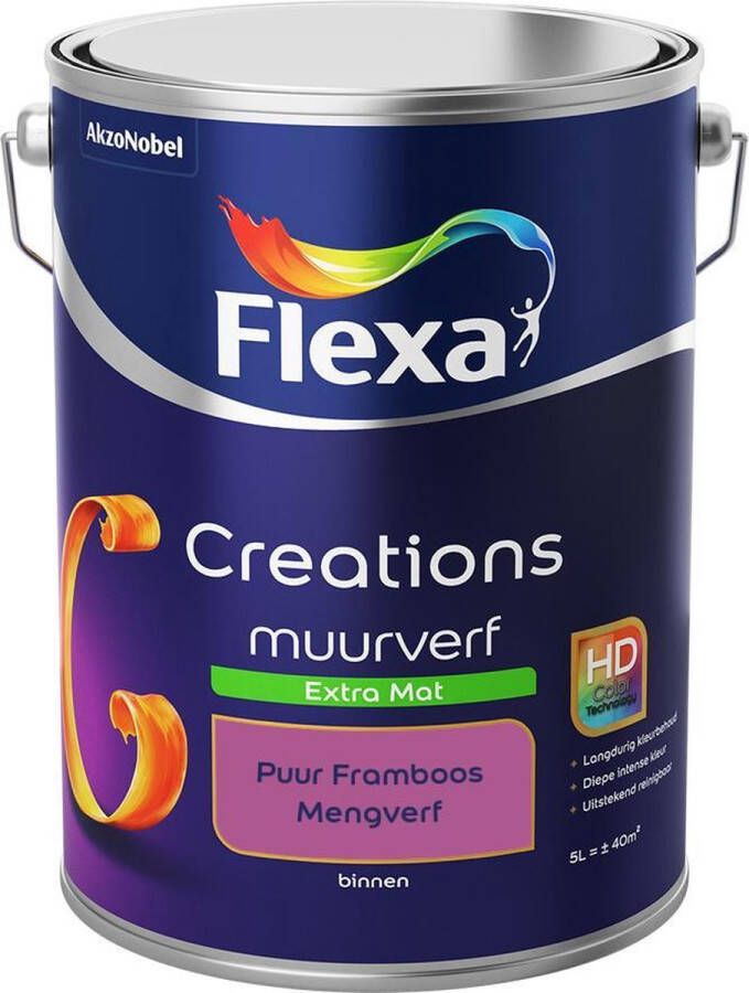 Flexa Creations Muurverf Extra Mat Mengkleuren Collectie Puur Framboos 5 liter