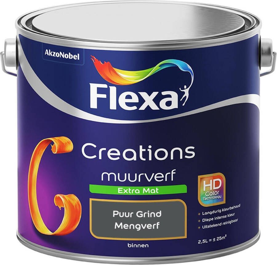 Flexa Creations Muurverf Extra Mat Mengkleuren Collectie Puur Grind 2 5 liter