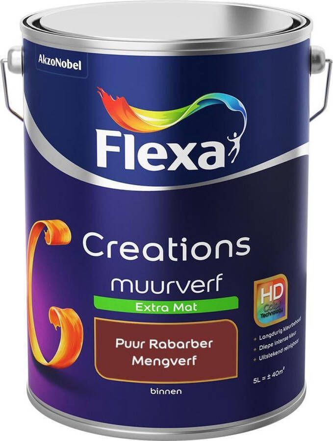 Flexa Creations Muurverf Extra Mat Mengkleuren Collectie Puur Rabarber 5 liter