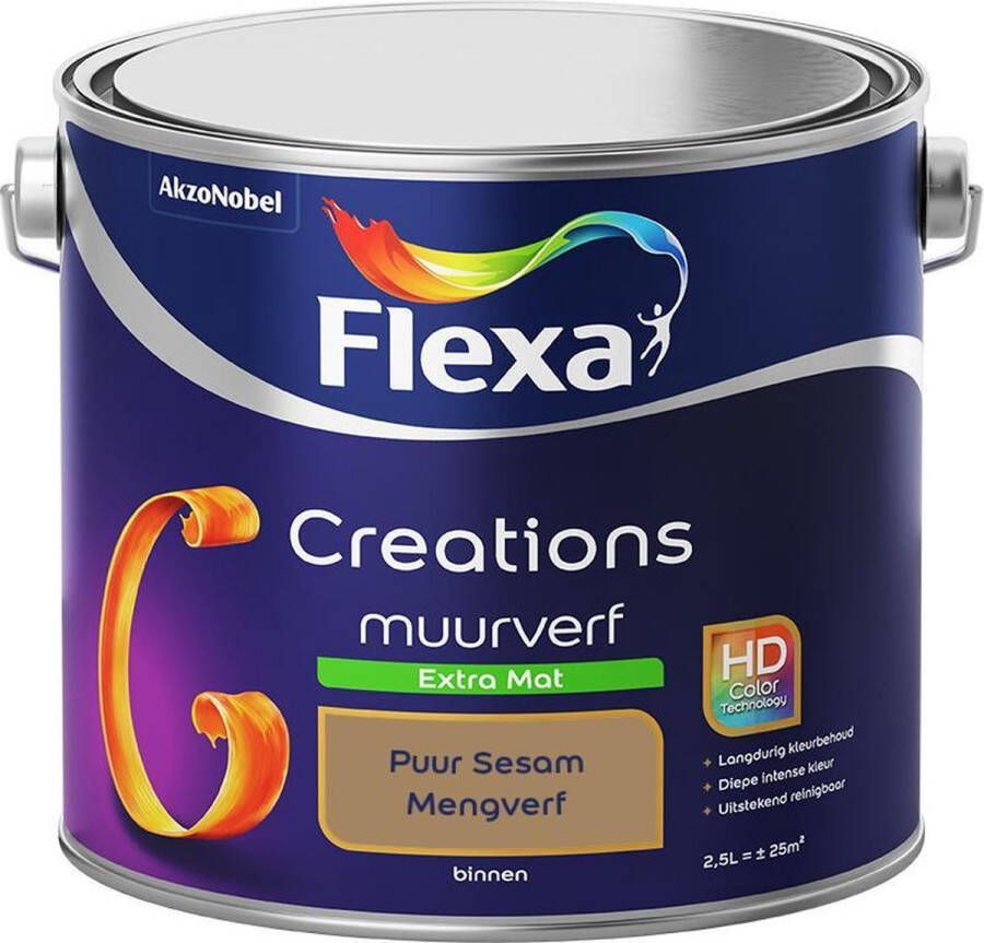 Flexa Creations Muurverf Extra Mat Mengkleuren Collectie Puur Sesam 2 5 liter
