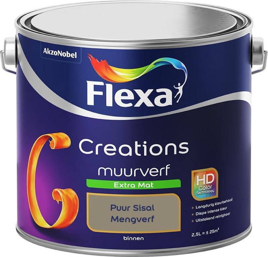 Flexa Creations Muurverf Extra Mat Mengkleuren Collectie Puur Sisal 2 5 liter