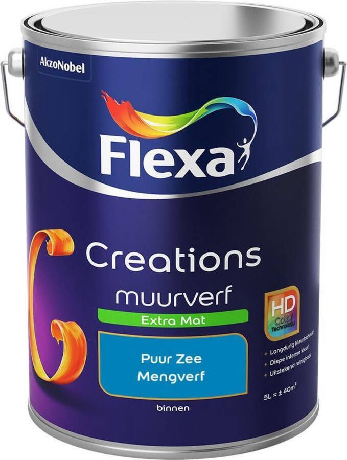 Flexa Creations Muurverf Extra Mat Mengkleuren Collectie Puur Zee 5 liter