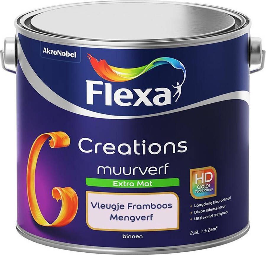 Flexa Creations Muurverf Extra Mat Mengkleuren Collectie Vleugje Framboos 2 5 liter