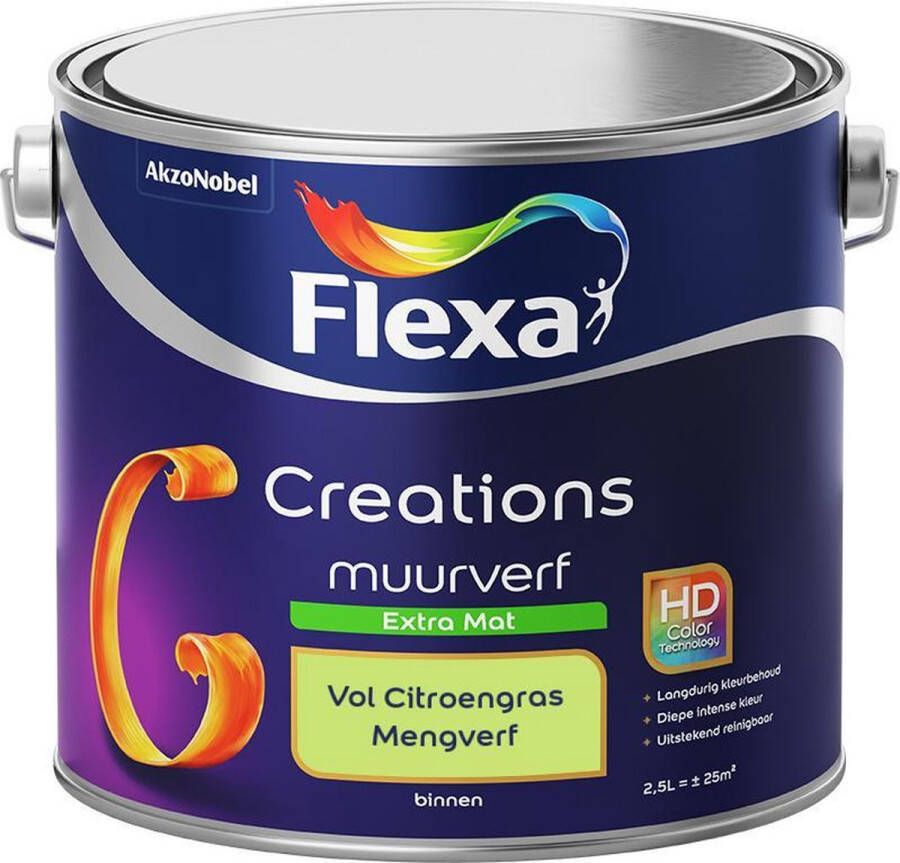 Flexa Creations Muurverf Extra Mat Mengkleuren Collectie Vol Citroengras 2 5 liter