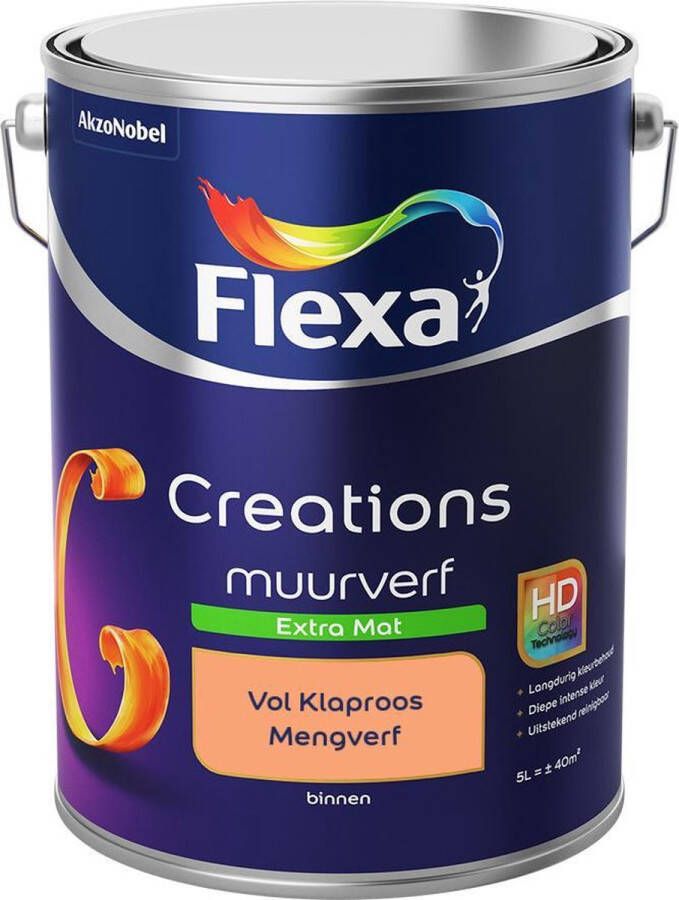 Flexa Creations Muurverf Extra Mat Mengkleuren Collectie Vol Klaproos 5 liter