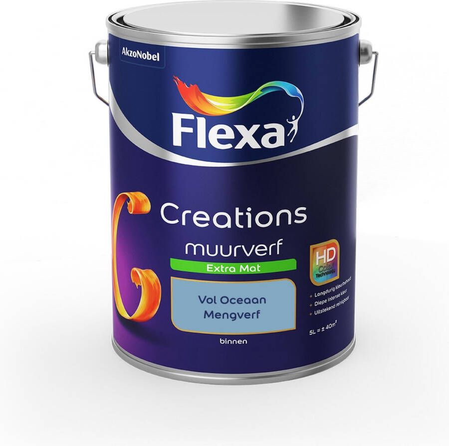 Flexa Creations Muurverf Extra Mat Mengkleuren Collectie Vol Oceaan 5 liter