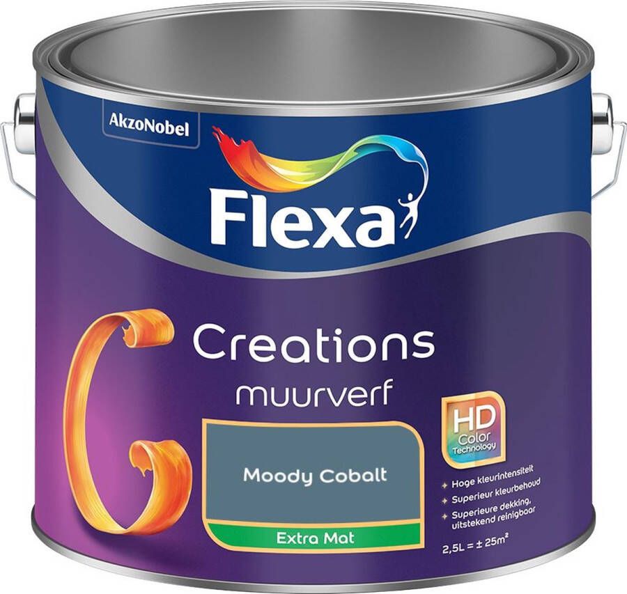 Flexa Creations Muurverf Extra Mat Moody Cobalt Kleur van het Jaar 2025 2 5L